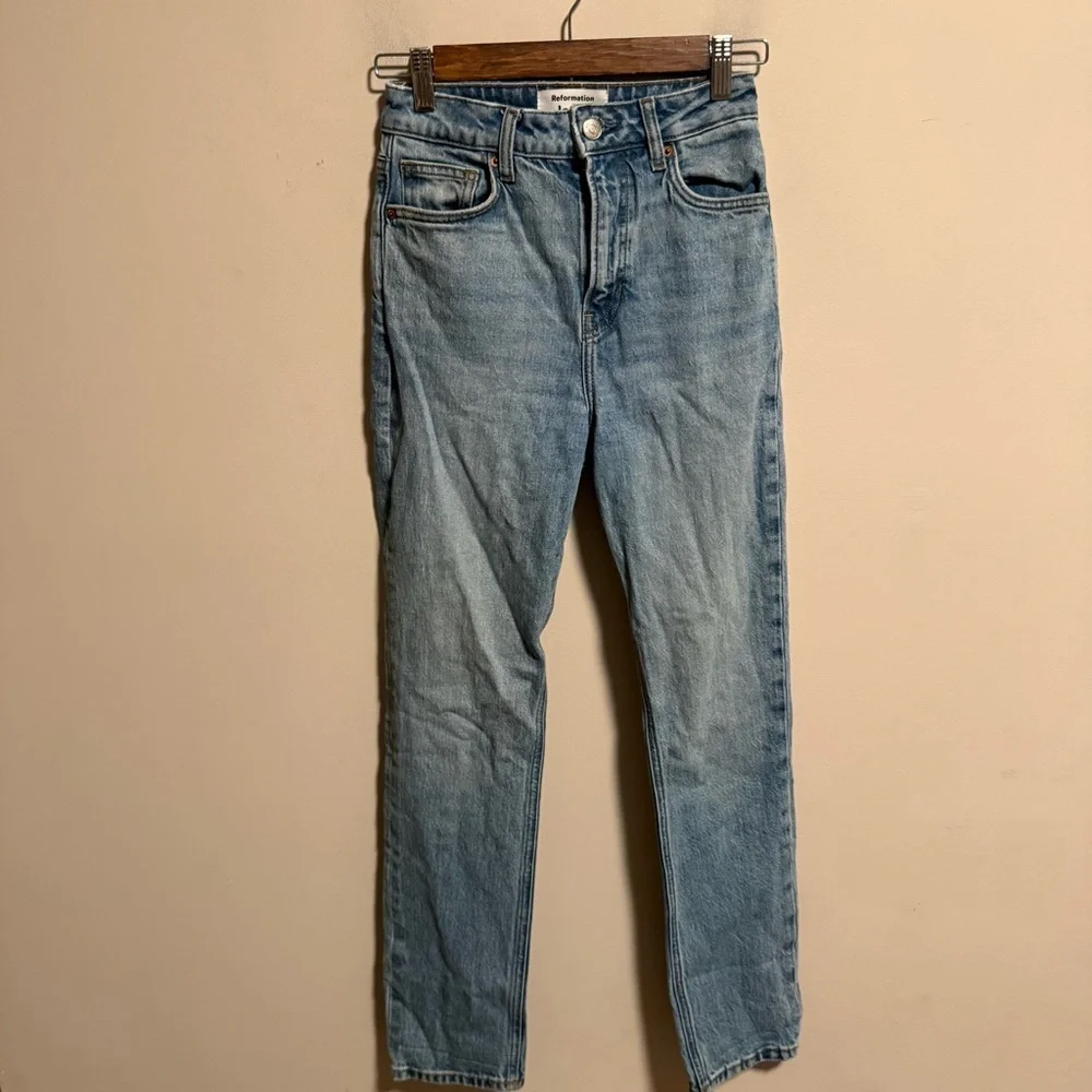 Reformation Liza Ultra High Rise Slim Straight Jeans in Malta- Size 25